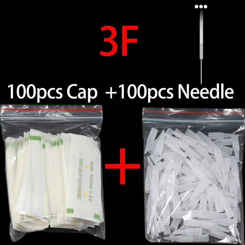 100pcs PMU Microblading Needle + Cup Tips Disposable