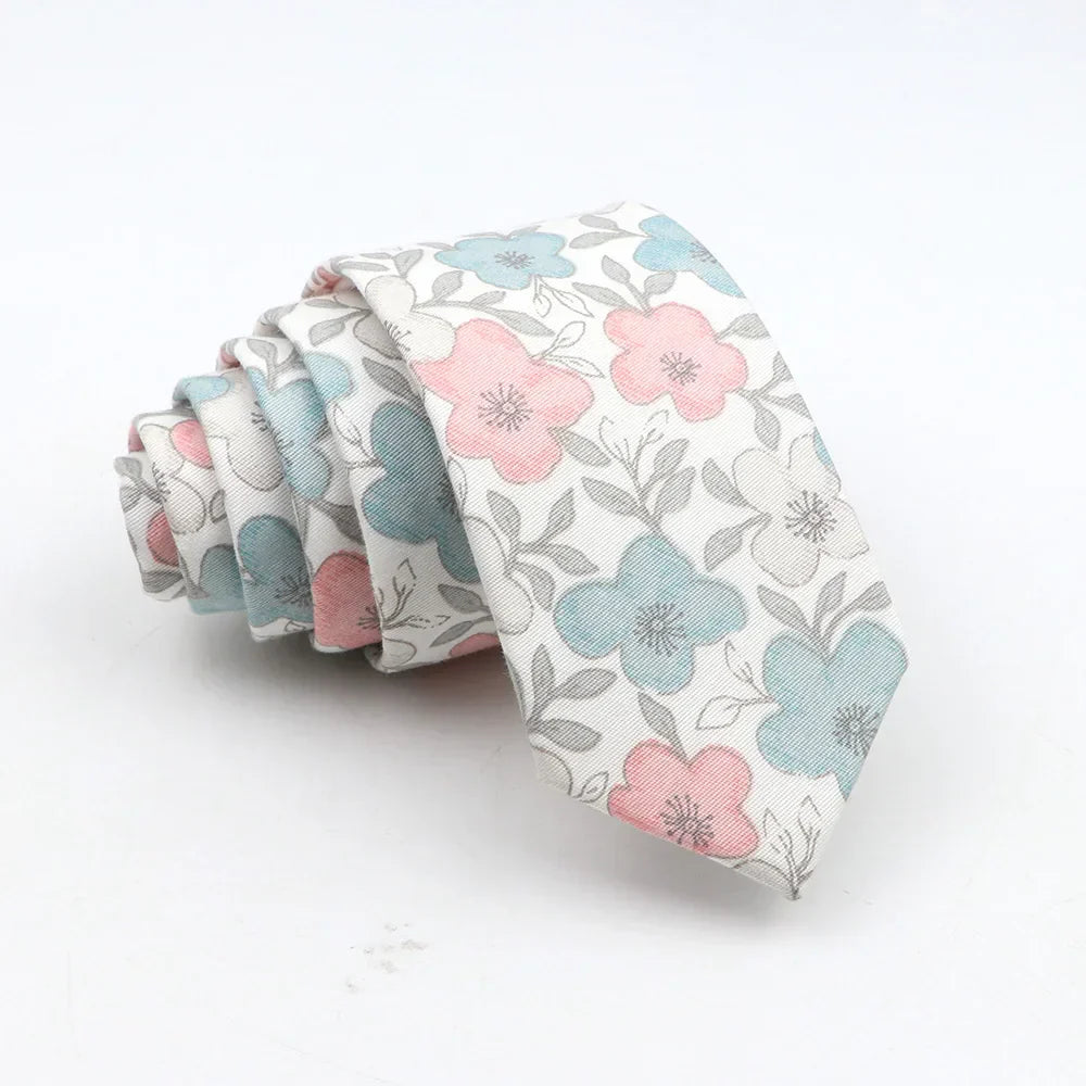 New Floral Tie For Men Skinny Casual Cotton