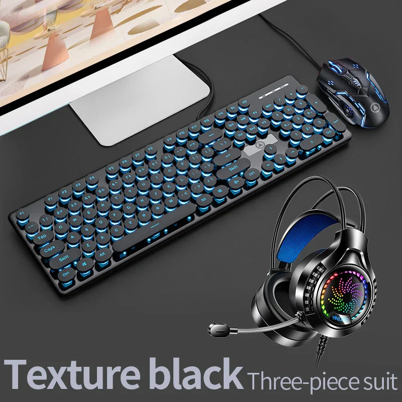 Three-piece Set Punk Gaming Keyboard and Mouse Earphone