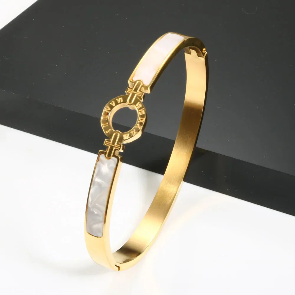 New Fashion White Shell Roman Numeral Bangles
