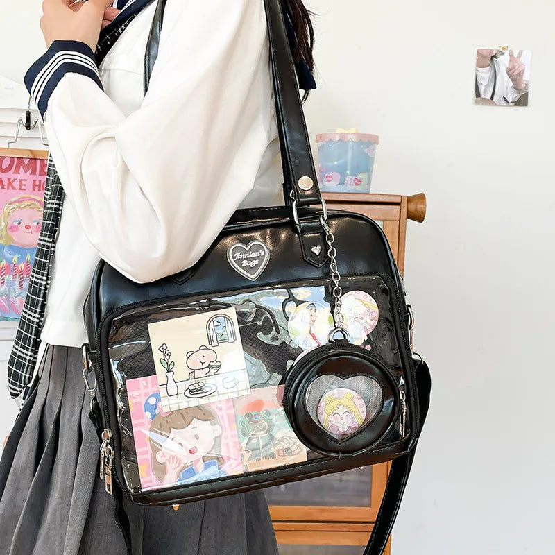 Heart Ita Bag Crossbody with Purse PU Japanese