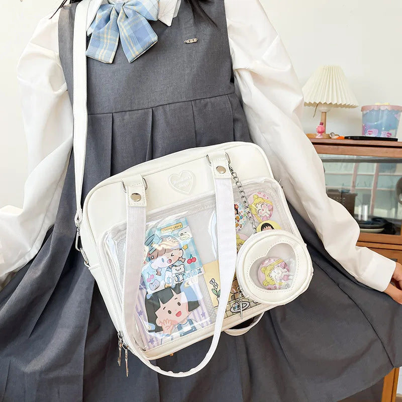 Heart Ita Bag Crossbody with Purse PU Japanese