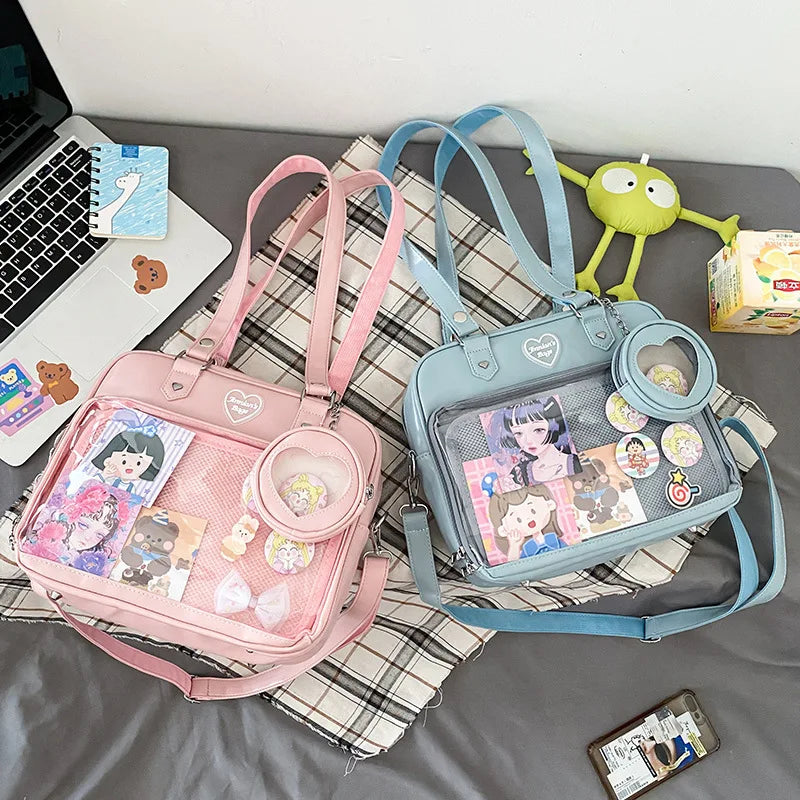 Heart Ita Bag Crossbody with Purse PU Japanese