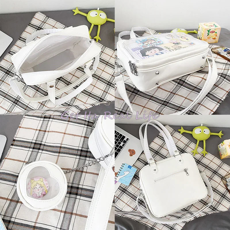 Heart Ita Bag Crossbody with Purse PU Japanese