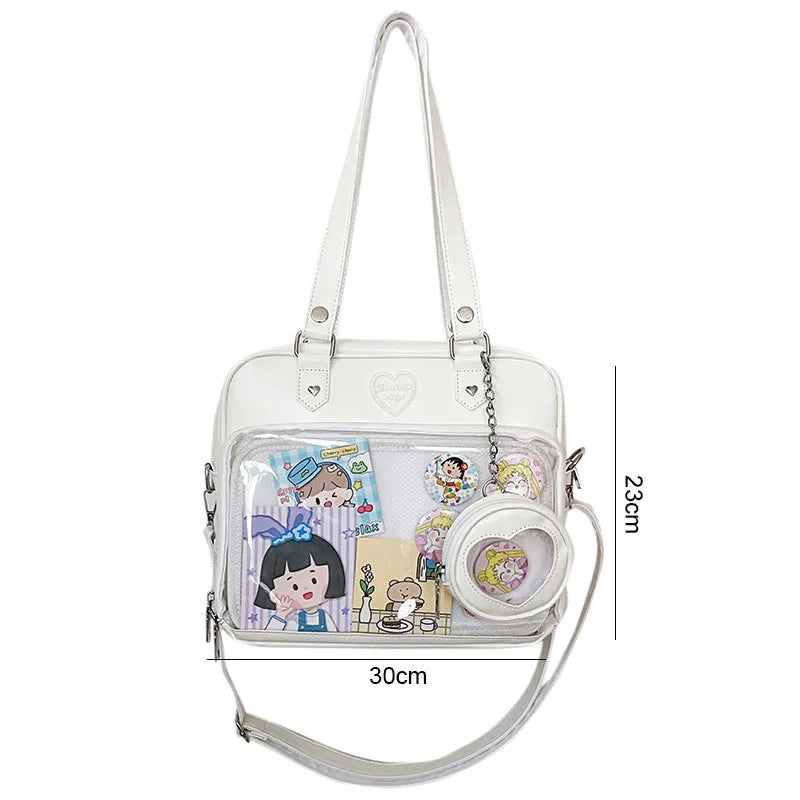 Heart Ita Bag Crossbody with Purse PU Japanese