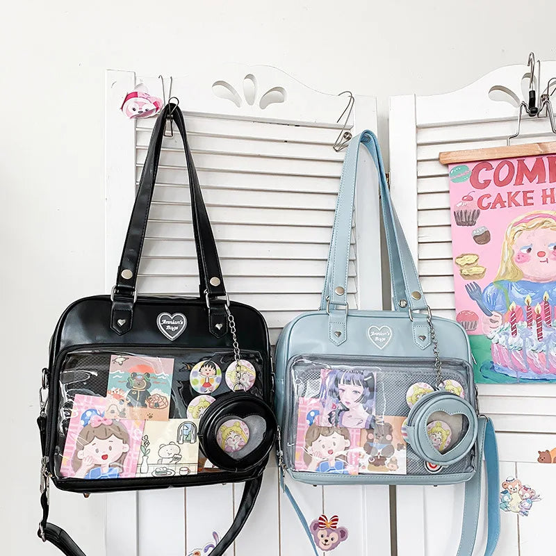 Heart Ita Bag Crossbody with Purse PU Japanese