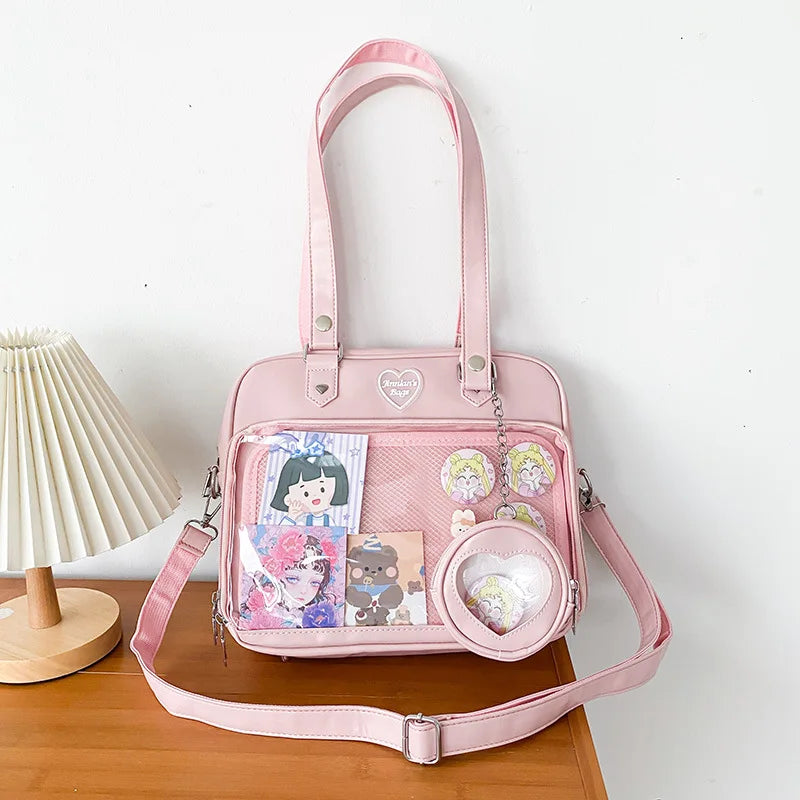 Heart Ita Bag Crossbody with Purse PU Japanese