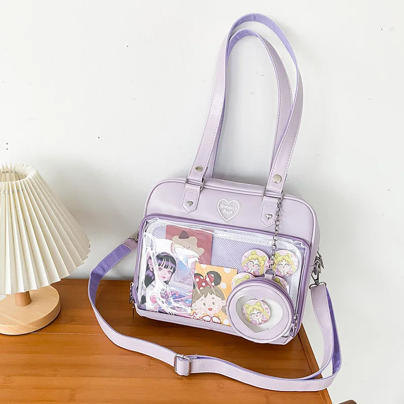 Heart Ita Bag Crossbody with Purse PU Japanese