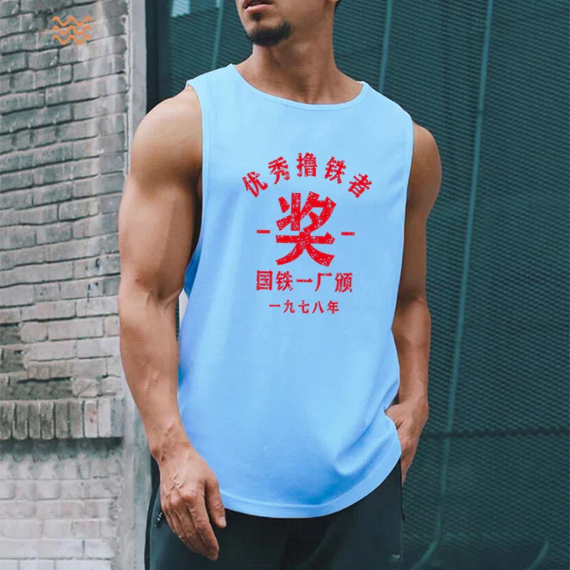 Mens Workout Bodybuilding Mesh Casual Tank Top Fitness