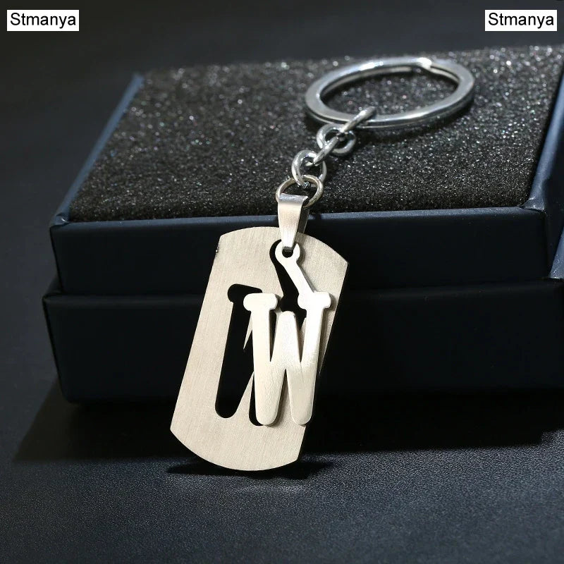 NEW DIY Stainless Steel AZ Letters key Chain