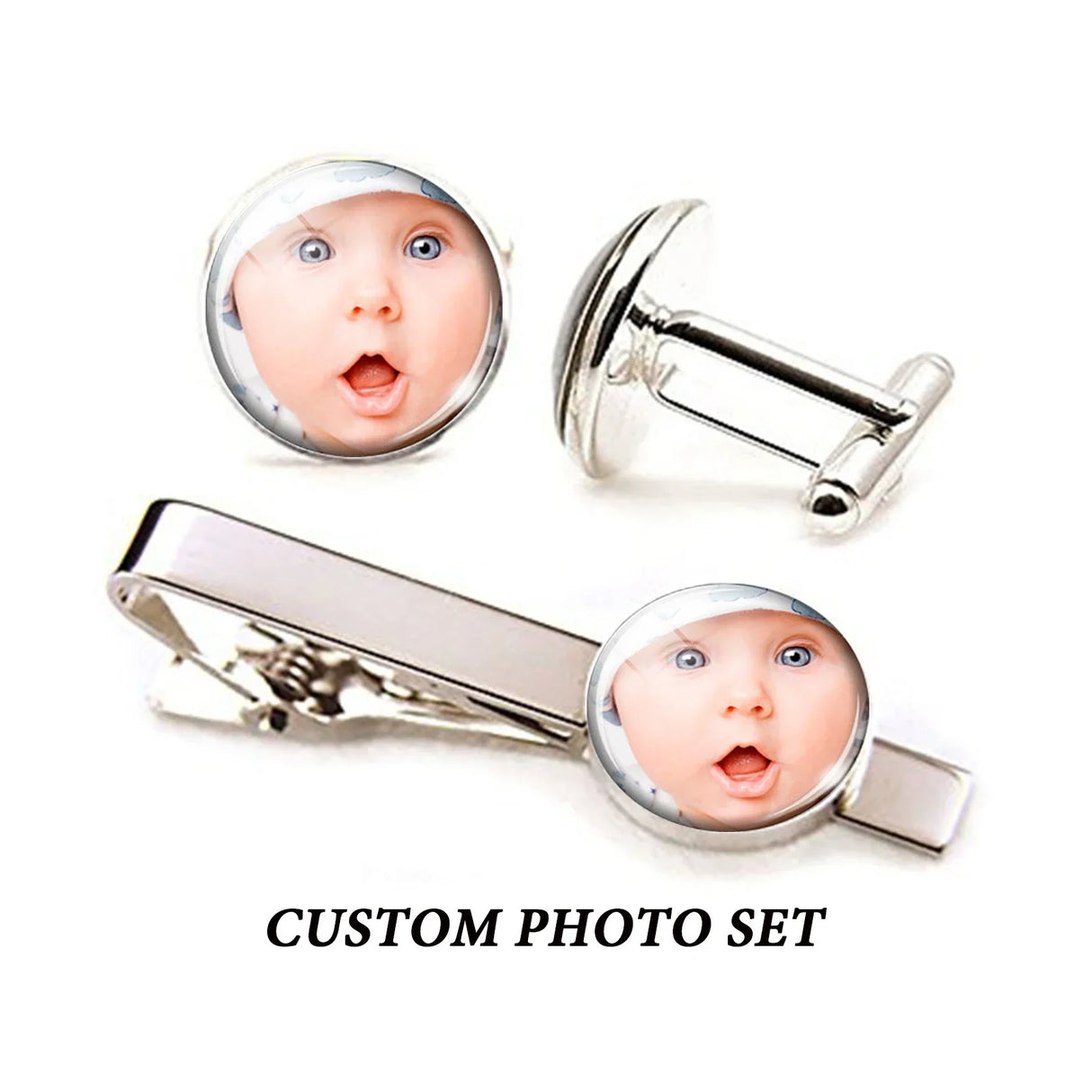 Custom Letters Cufflinks Tie Clips Set Customized Family
