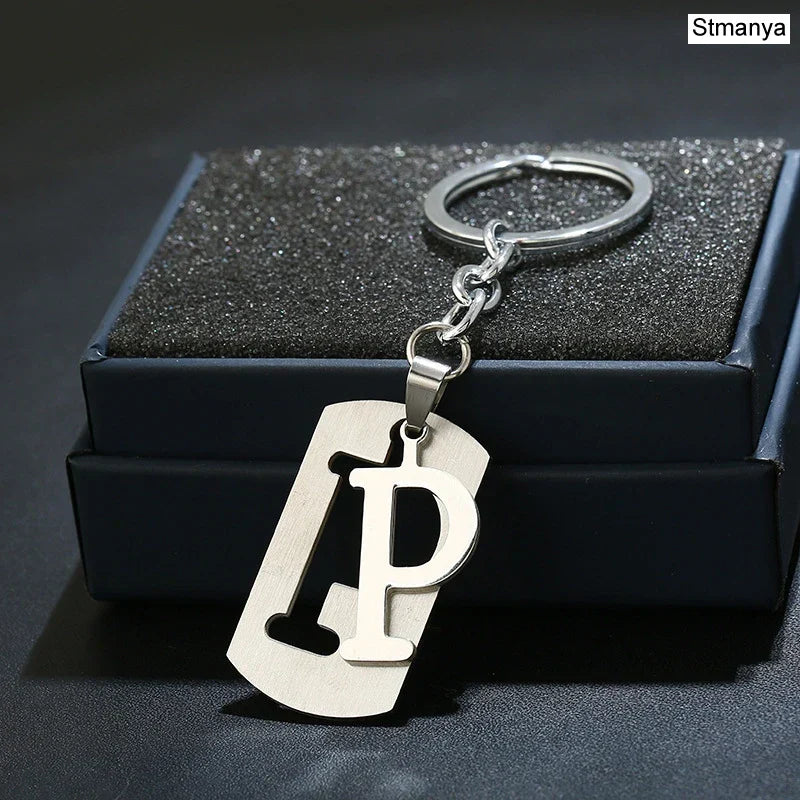 NEW DIY Stainless Steel AZ Letters key Chain