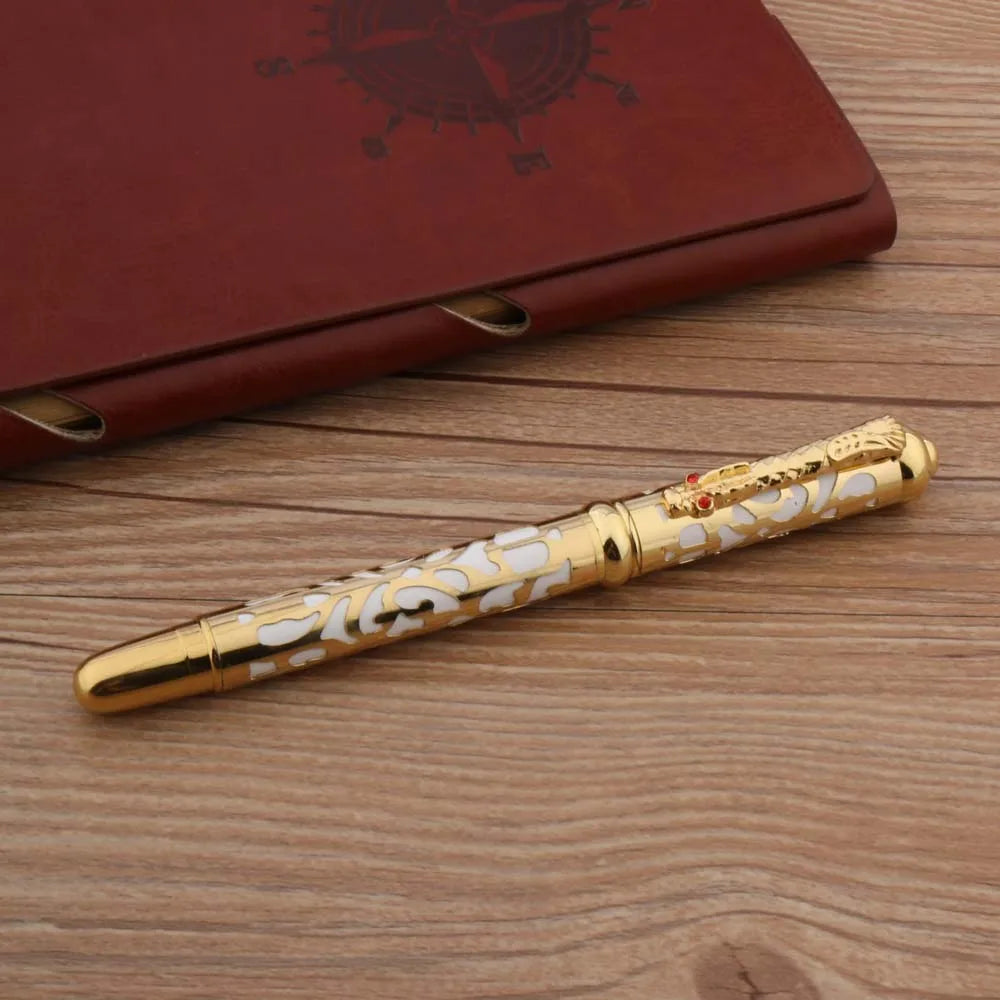Luxury Metal 300 Fountain Pen White Golden Retro