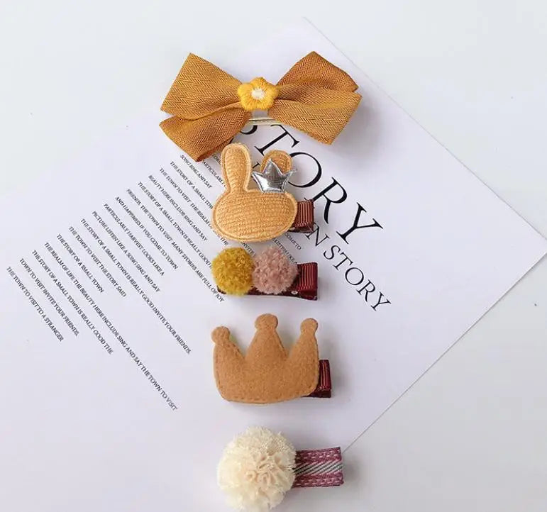 New cute bear girls hair bows 5pcs children
