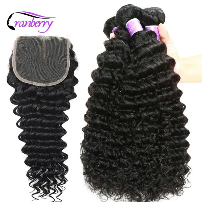 CRANBERRY Hair Deep Wave Human Hair Bundles With