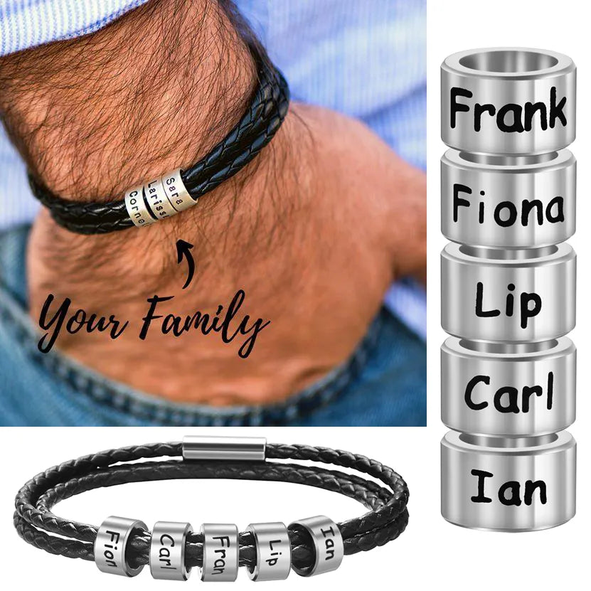 Custom Family Names Bracelet for Men Personalized Braided
