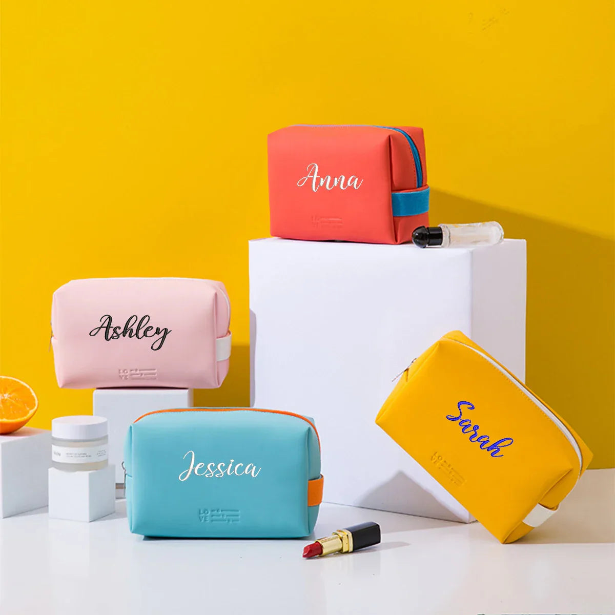 Personalized Travel Makeup Bag Embroidery Protable Cosmetic Bag