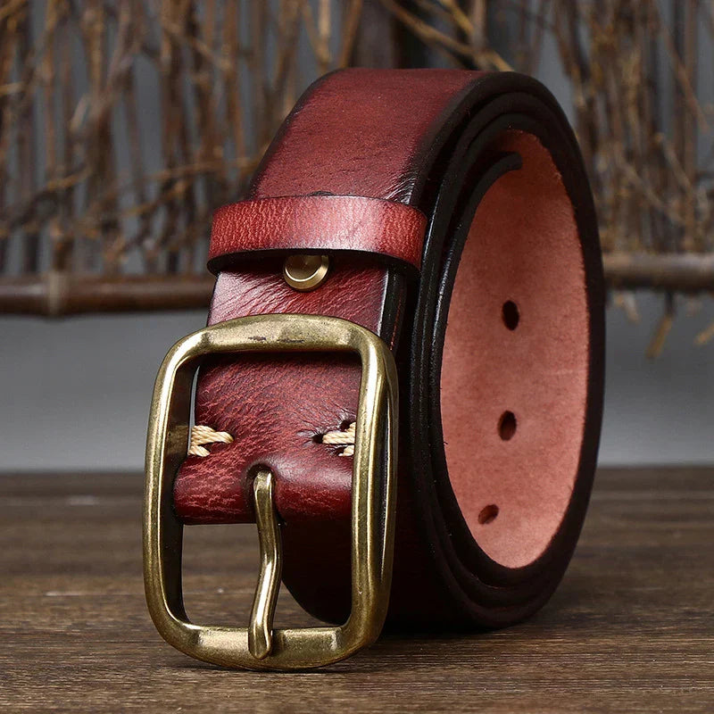 3.8CM Thick Cowhide Copper Buckle Genuine Leather Casual
