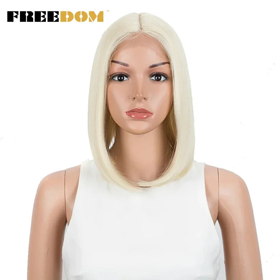 FREEDOM Straight Synthetic Lace Wigs Short Bob Ombre