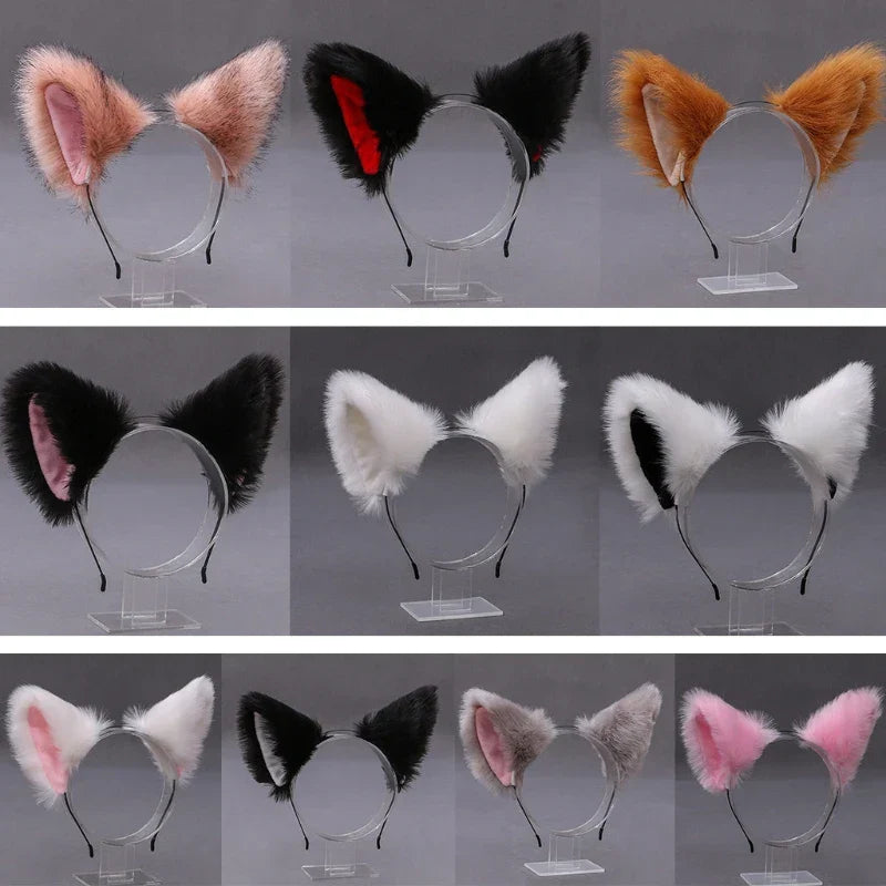 Women Anime Furry Animal Kitty Cat Ears Headband