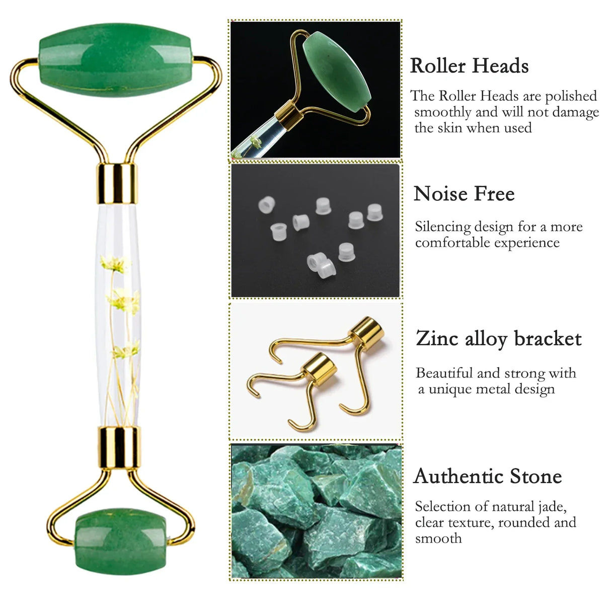 Natural Green Jade Roller Gua Sha Set Facial