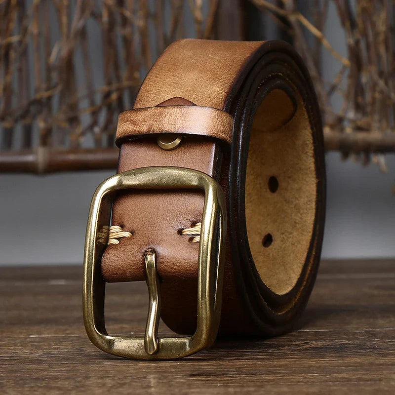 3.8CM Thick Cowhide Copper Buckle Genuine Leather Casual