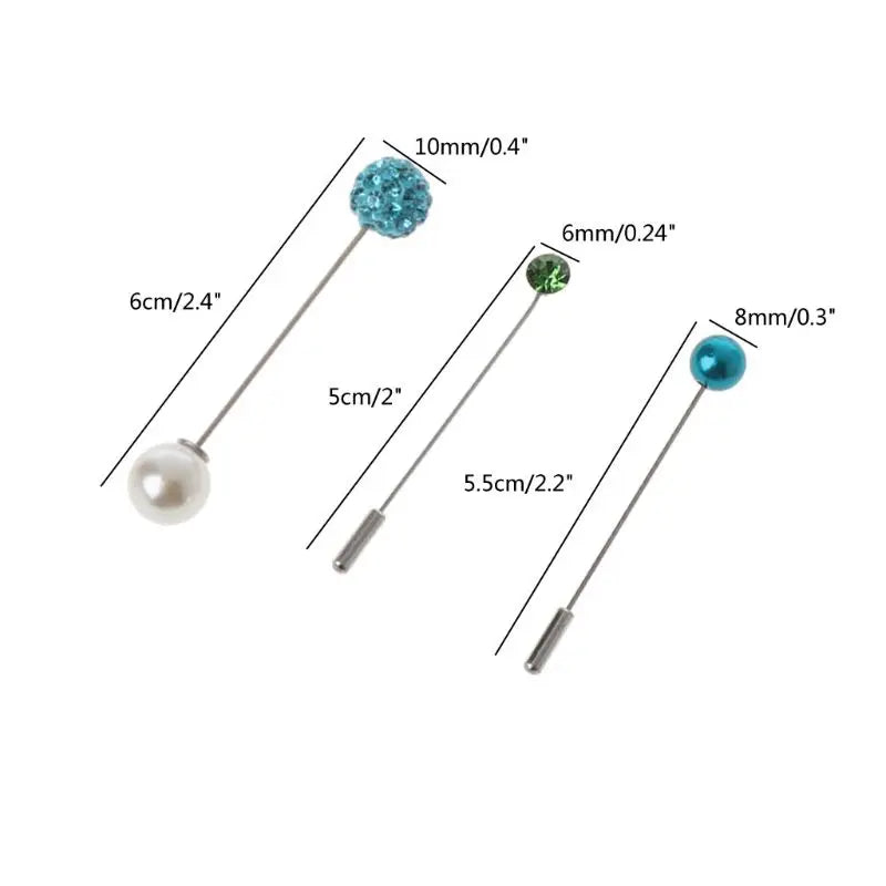 12PcsSet Women Brooch Pins Crystal Hijab Scarf Pearl