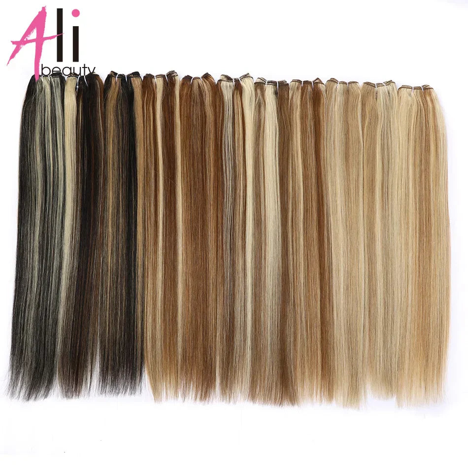 Straight Blonde Human Hair Weave Brazilian Remy Human
