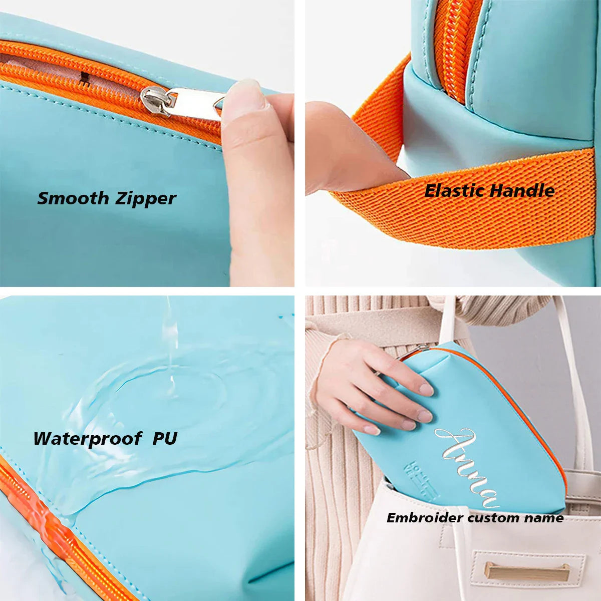Personalized Travel Makeup Bag Embroidery Protable Cosmetic Bag