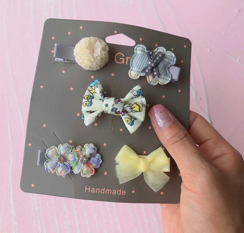 New cute bear girls hair bows 5pcs children
