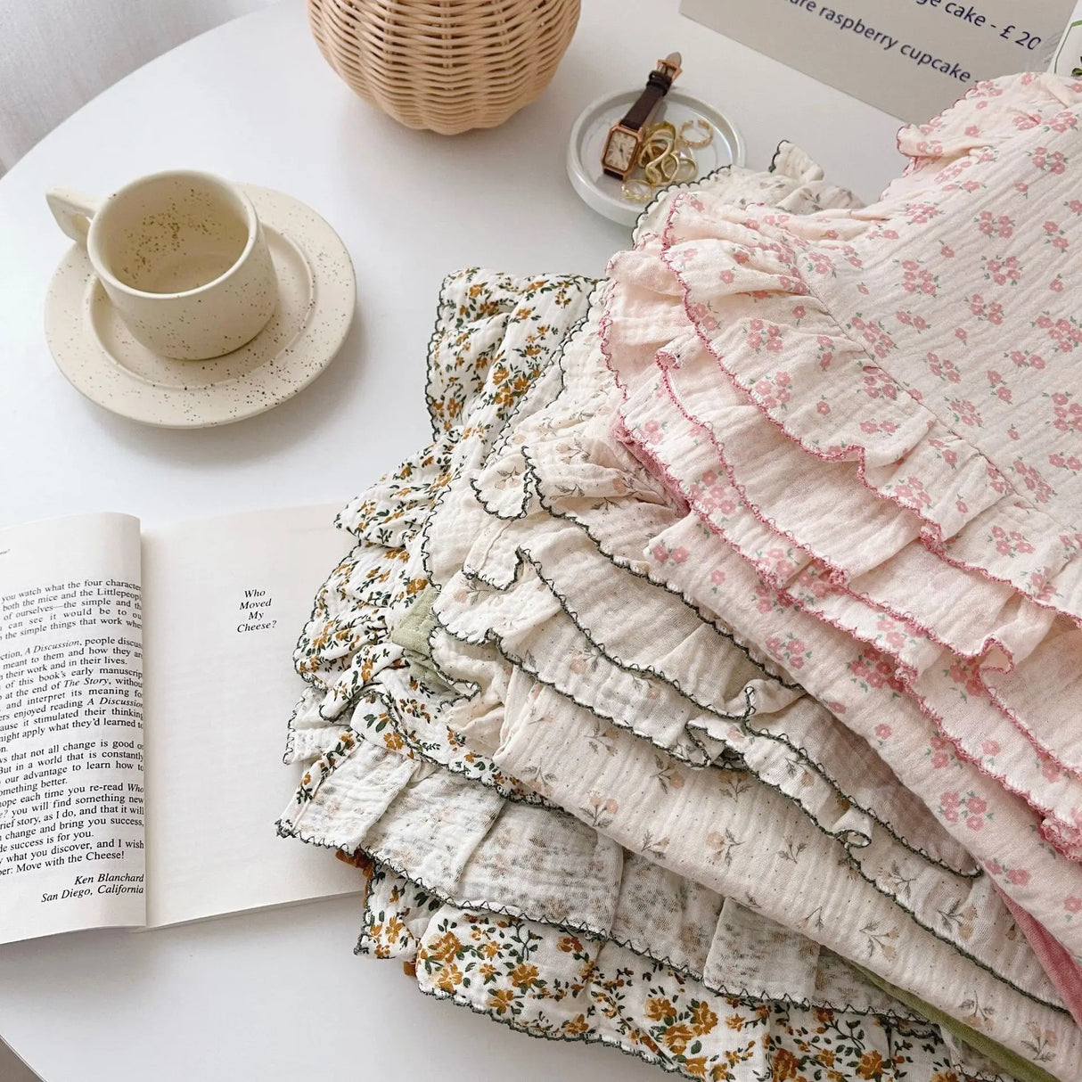 Vintage Floral Muslin Cotton Baby Bedding Set Girls