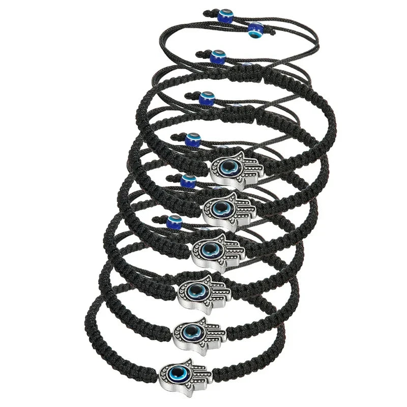 6/9 Pcs Evil Eye String Bracelets Hamsa Hand