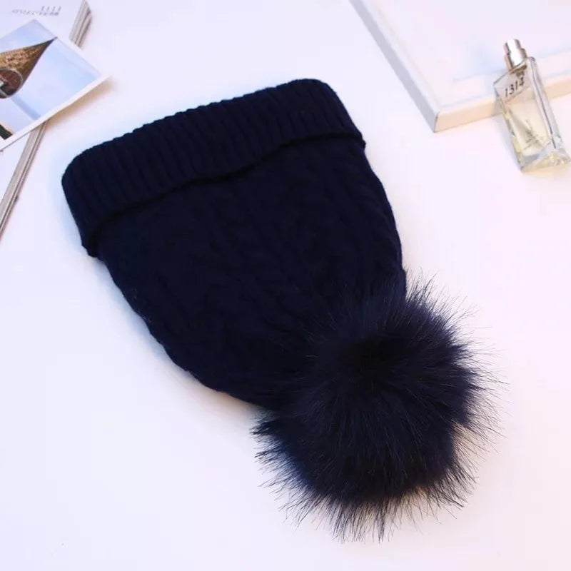 Women Winter Bonnet Soft Thick Beanies Fleece Lined