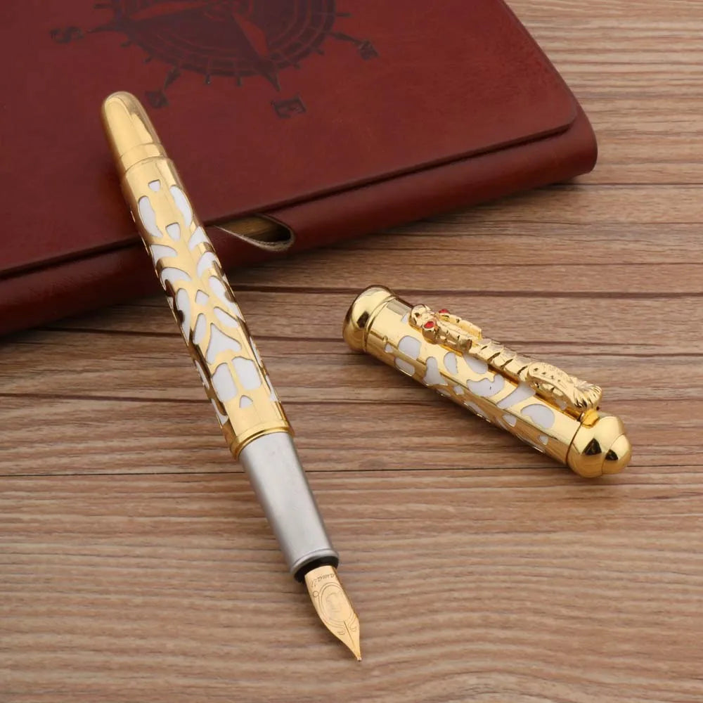 Luxury Metal 300 Fountain Pen White Golden Retro