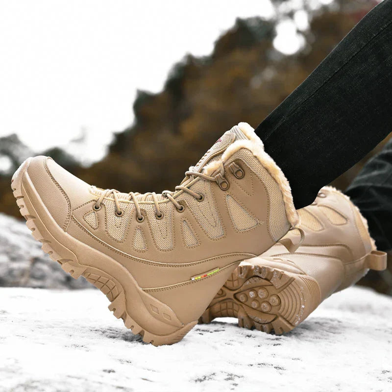 New Warm Plush Snow Boots Men Lace Up