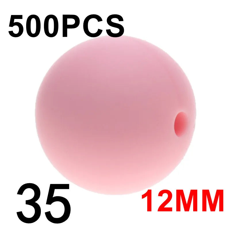 Fkisbox 500pcs 12mm Silicone Round Loose Beads Baby