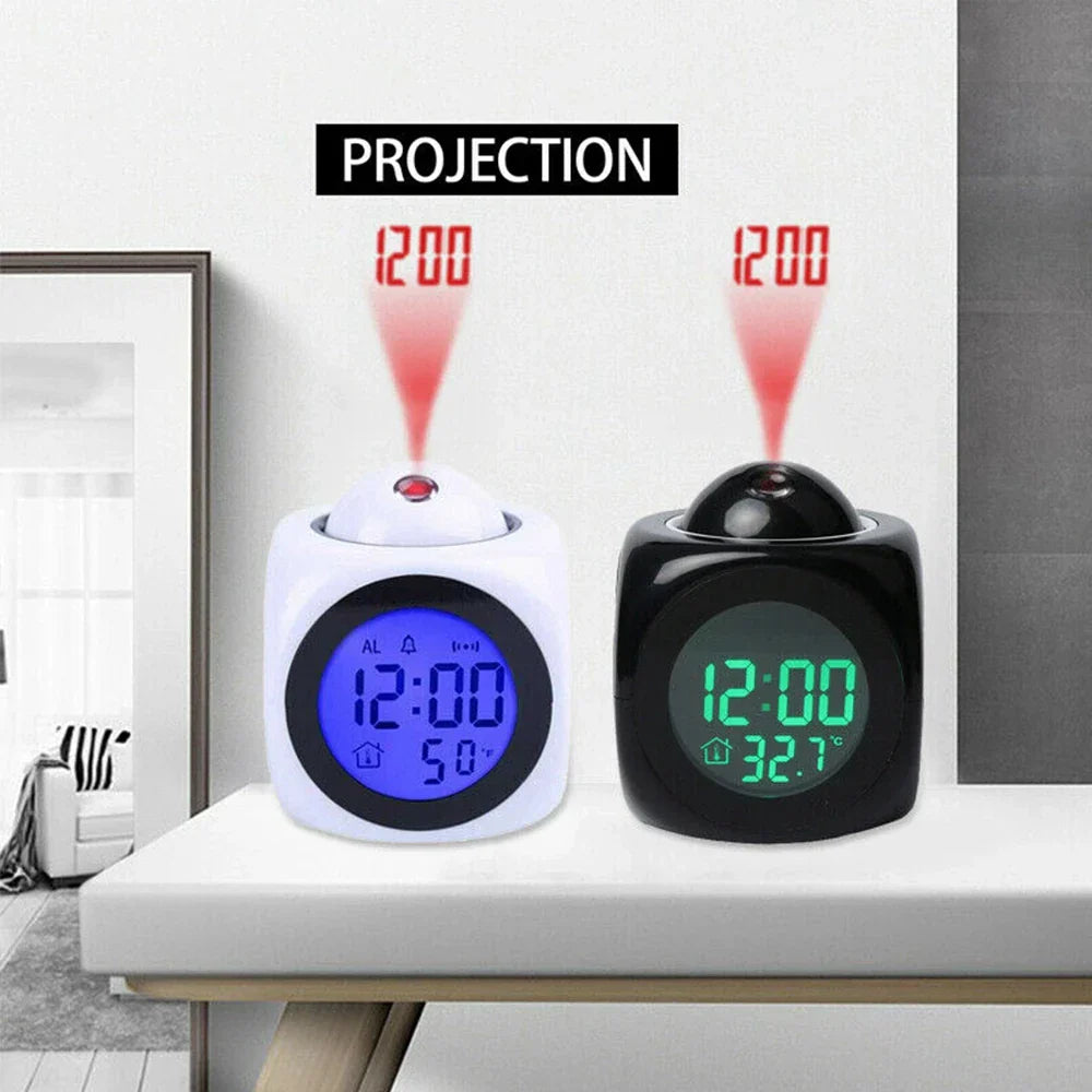 Digital Alarm Clock LCD Creative Projector Weather Temperature