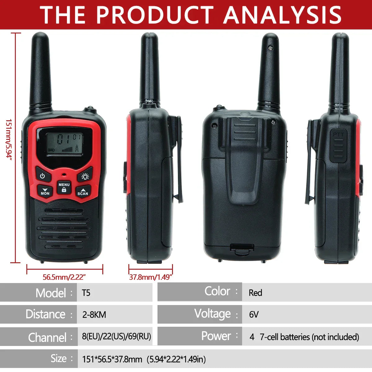 2/4/6 PCS ABBREE Walkie Talkie PMR/FRS UHF Mini
