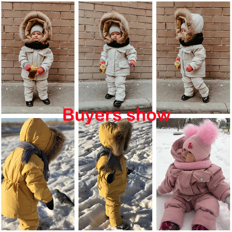 2pcs Set Children Winter Down Jacket and Jumpsuit