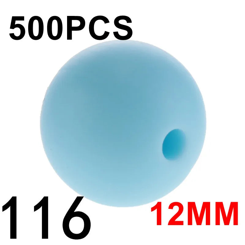 Fkisbox 500pcs 12mm Silicone Round Loose Beads Baby