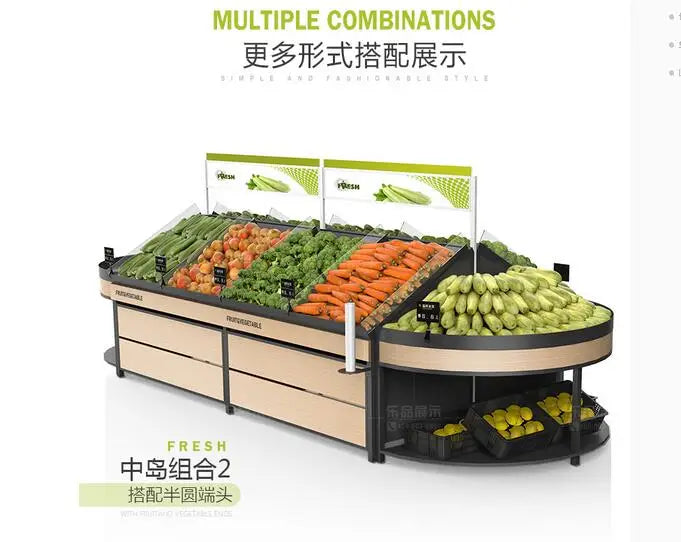 Fresh supermarket vegetable shelf commercial stainless steel bone