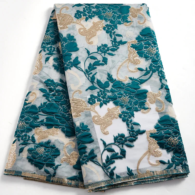 African Tulle Lace Fabric 2024 Satin Nigerian Brocade