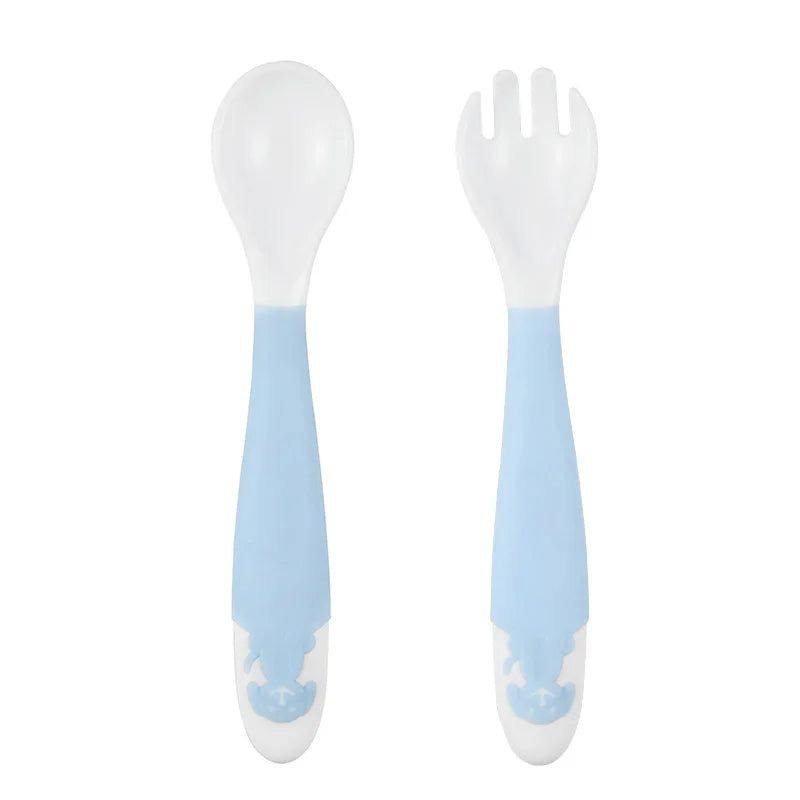 Baby Feeding Spoon+Fork Learn to eat Training Complementary