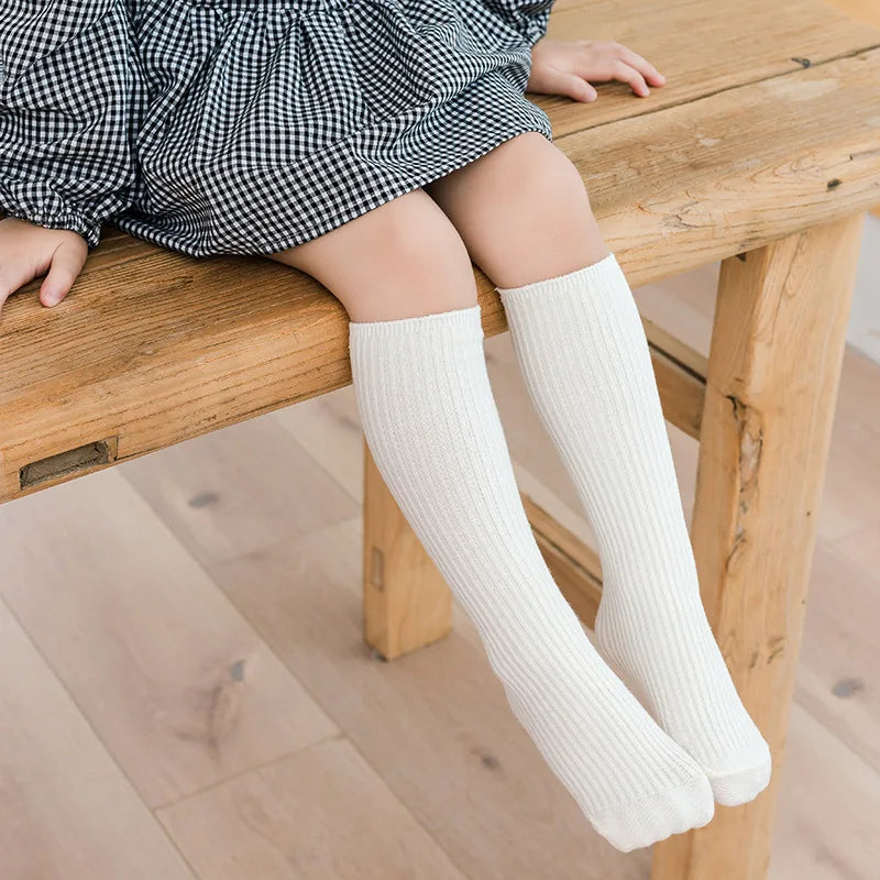 5 Pairs/Lot Baby Girls Knee High Socks Kids