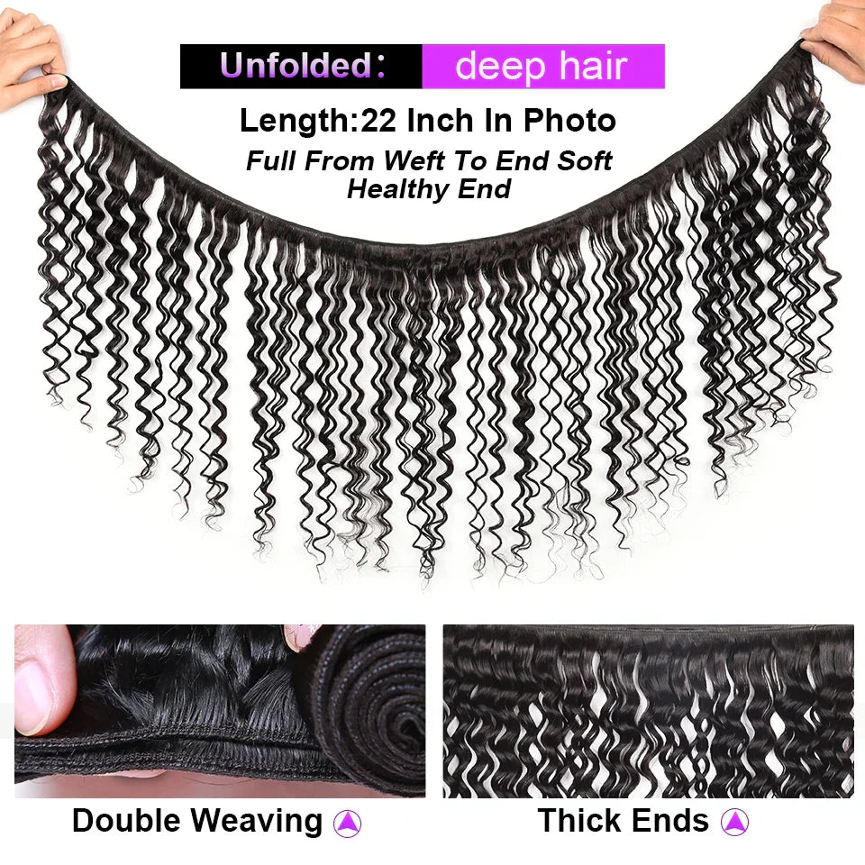 CRANBERRY Hair Deep Wave Human Hair Bundles With