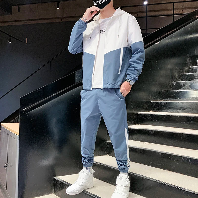 Men Tracksuit Casual Joggers Hooded Sportswear Jackets And