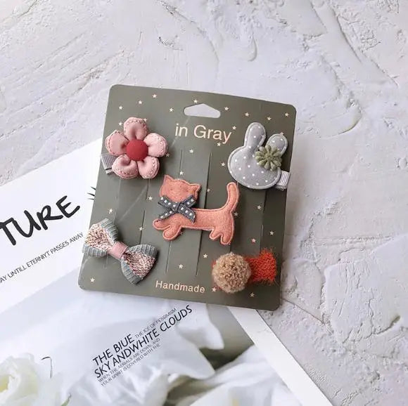 New cute bear girls hair bows 5pcs children