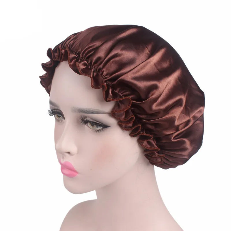 New Women Satin Night Sleep Cap Hair Bonnet