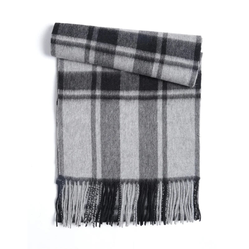 Cashmere Scarf Men Winter Strip Solid Plaid Wool