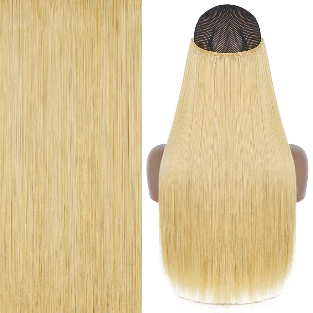 MERISIHAIR Synthetic No Clip Invisible Wire Hair Extensions